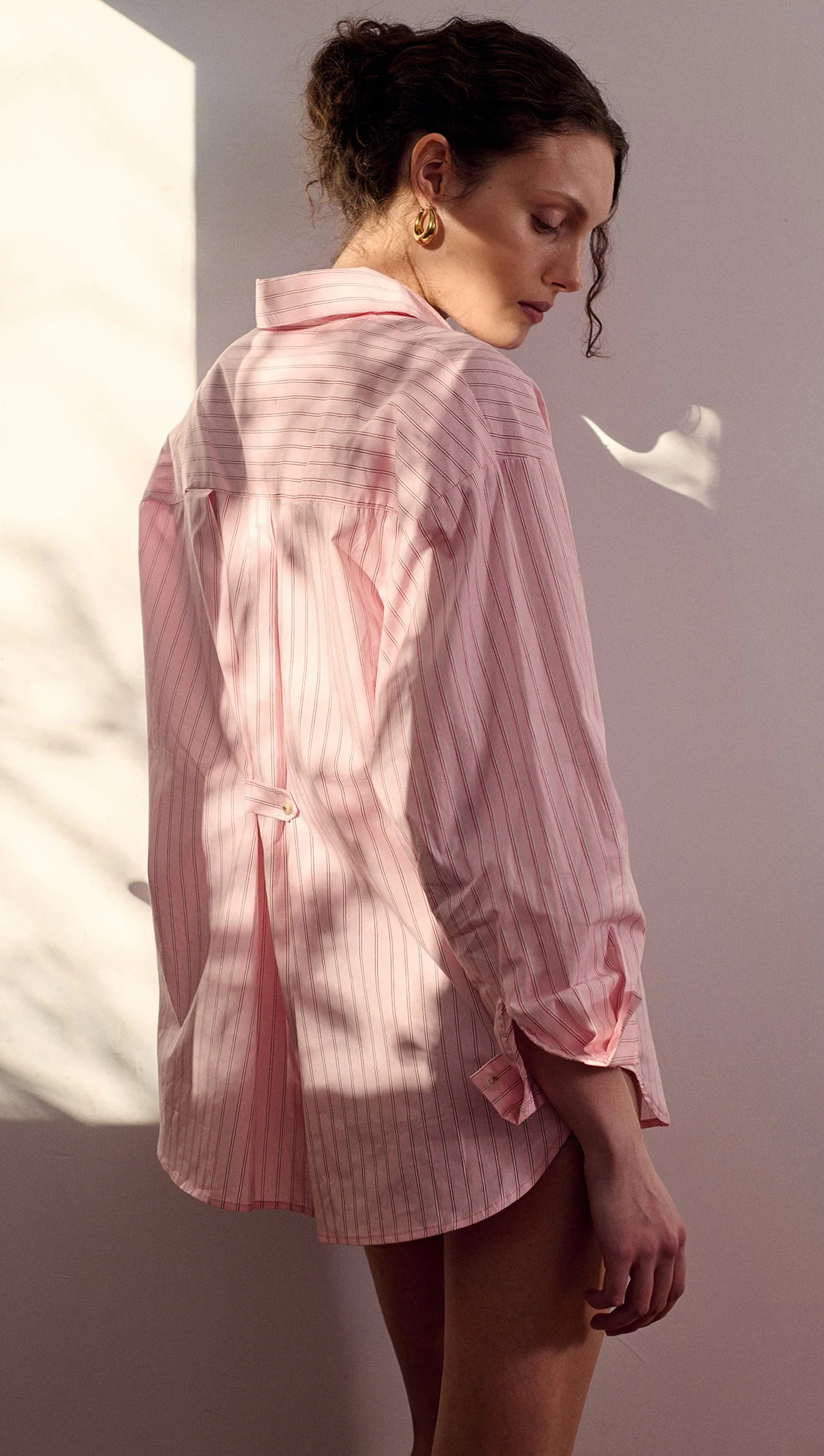 Kari Oversized Shirt - Pink & White Stripe