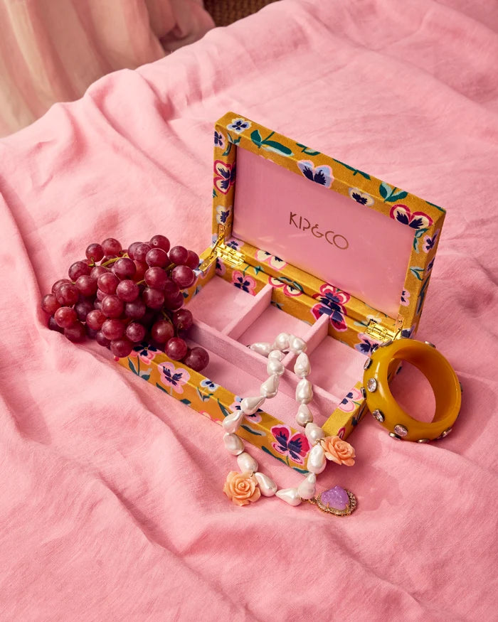 Pretty Pansy Velvet Jewellery Box - Small