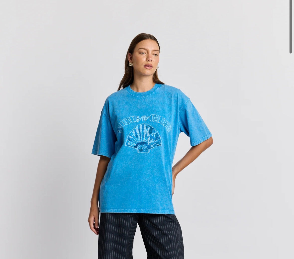 Seashell Oversized Tee - Blue Snow Wash