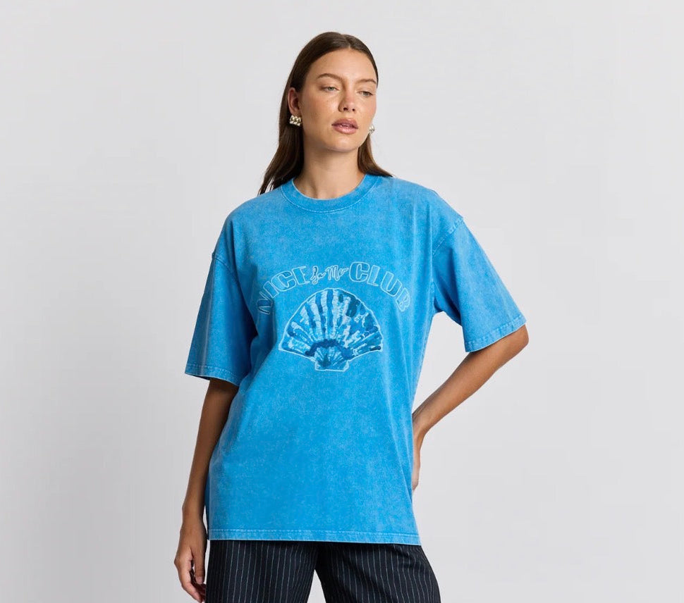 Seashell Oversized Tee - Blue Snow Wash