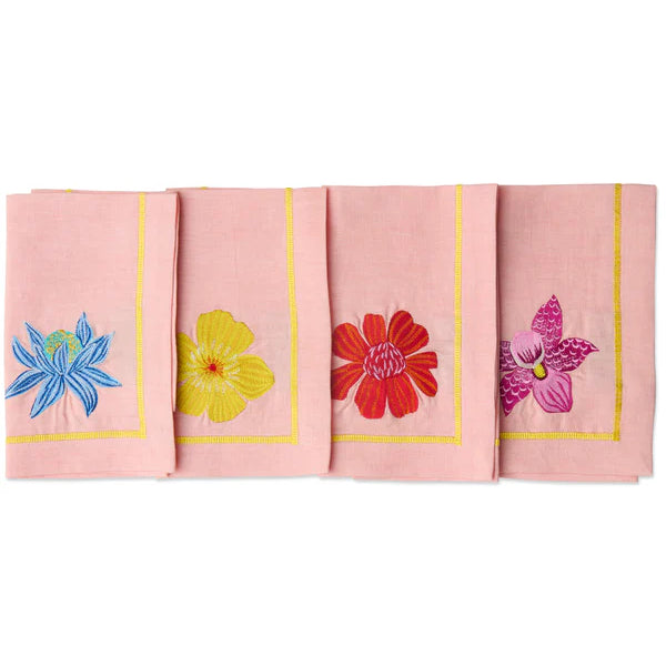 Wild Flower Embroidered 4P Napkin Set