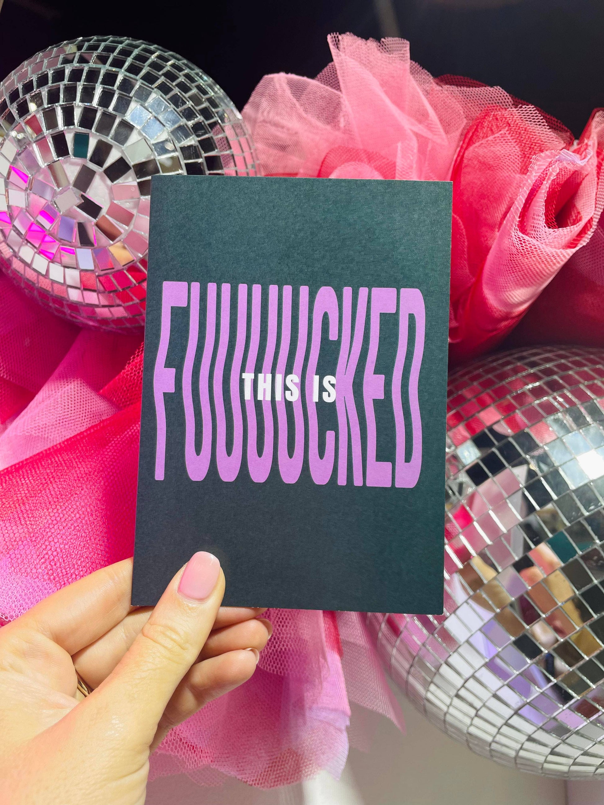 This is fucked - Greeting Card Green and Purple
