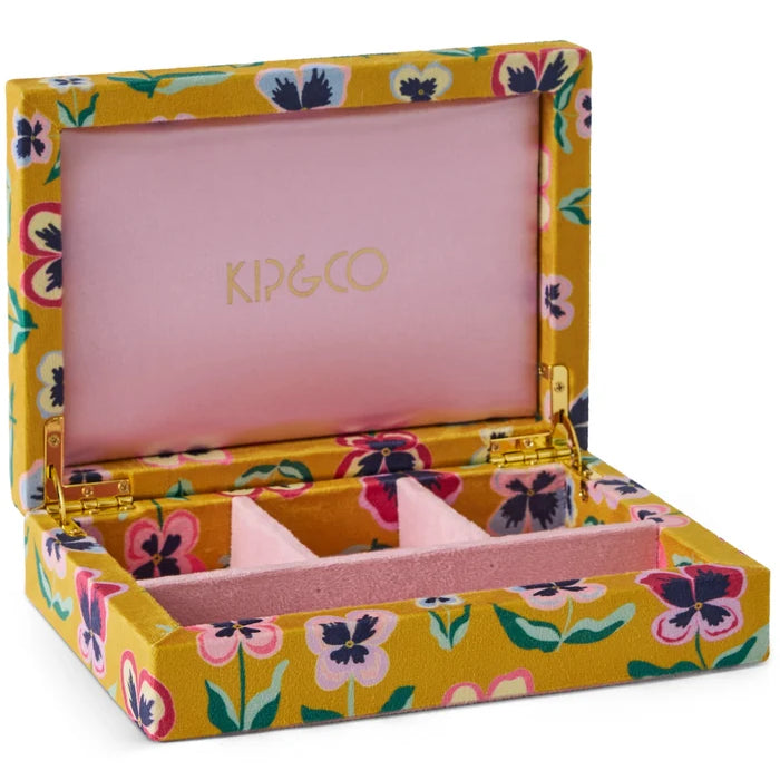 Pretty Pansy Velvet Jewellery Box - Small