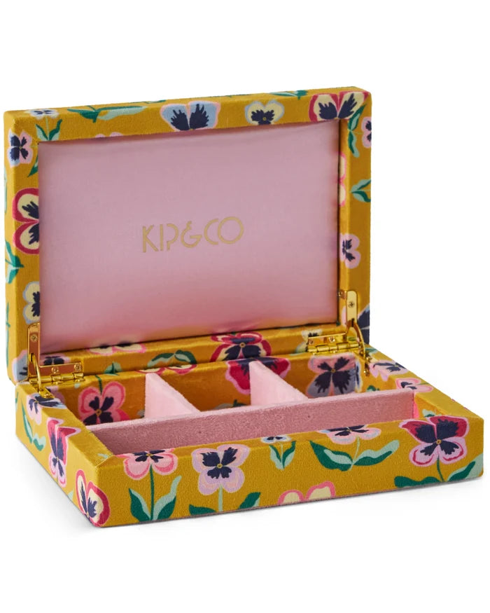Pretty Pansy Velvet Jewellery Box - Small