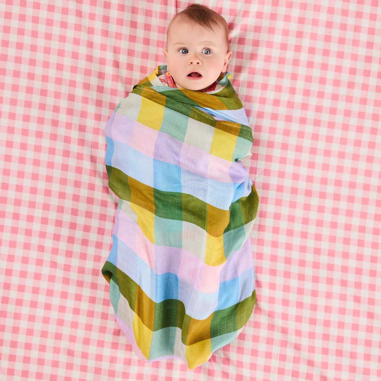 Sorbet Tartan Bamboo Swaddle