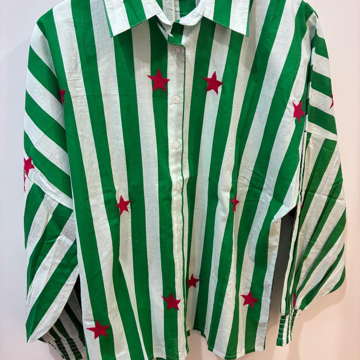 Green Stripe & Pink Star Shirt