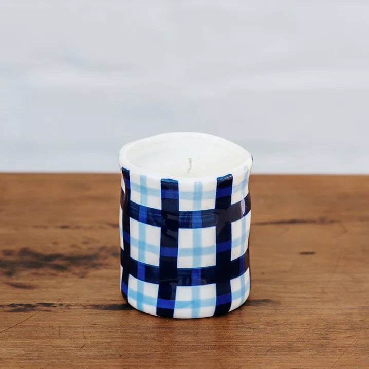 Small Candle - Summer - Blue Gingham