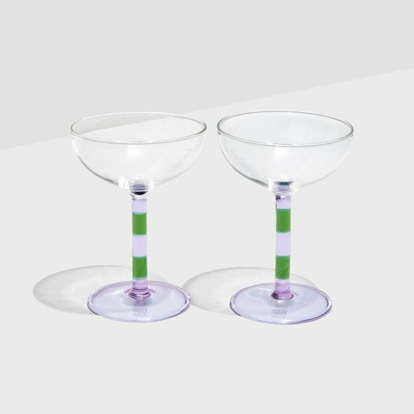 Stripe Coupes - Lilac & Green - Set of 2