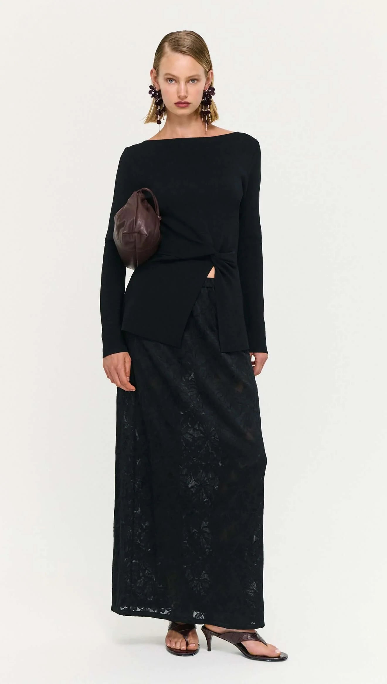 Miya Twist Knit Top - Black