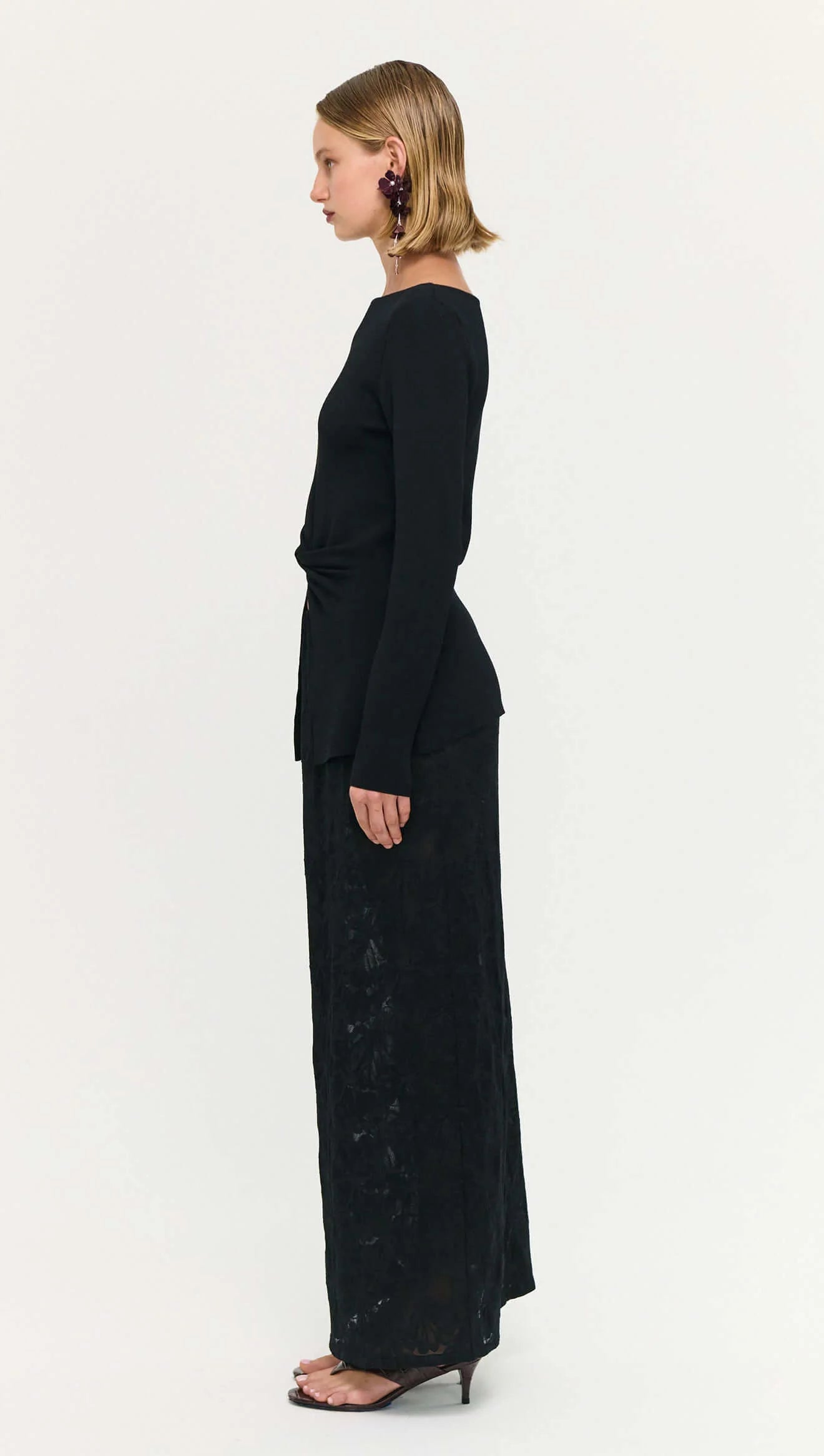 Miya Twist Knit Top - Black