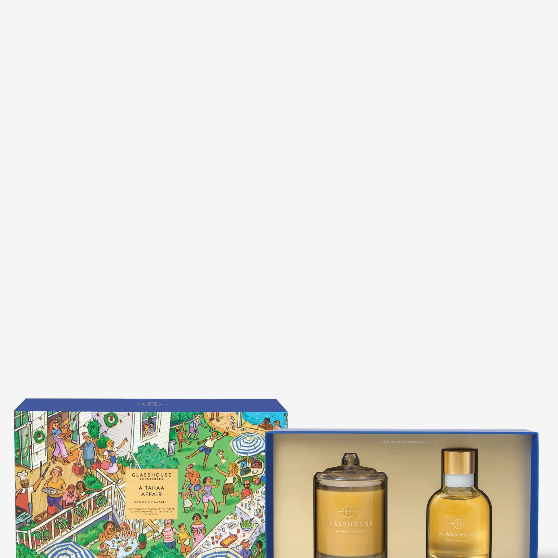 Glasshouse - 200gm Candle & 150ml Interior Fragrance Gift Set - A Tahaa Affair