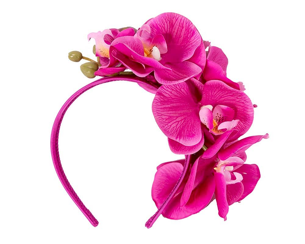 Life-like large orchid flower fascinator - Fuchsia