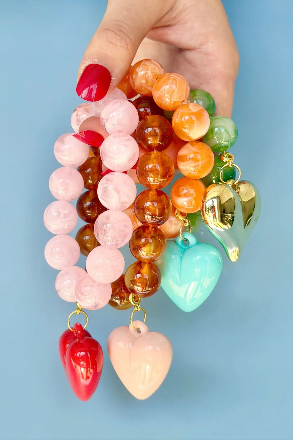 Bubble & Heart Bracelet - Tangerine