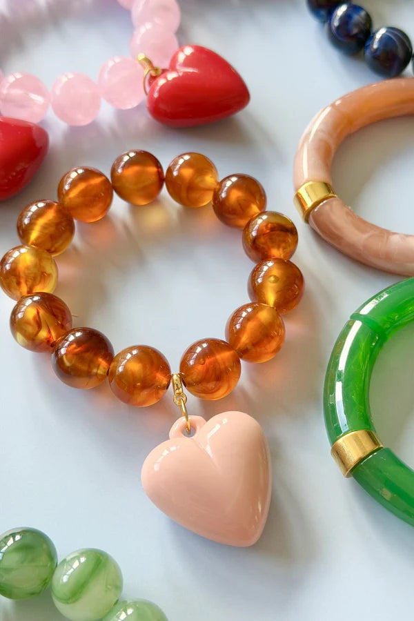 Bubble & Heart Bracelet - Amber