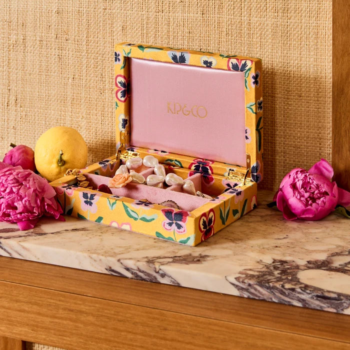 Pretty Pansy Velvet Jewellery Box - Small