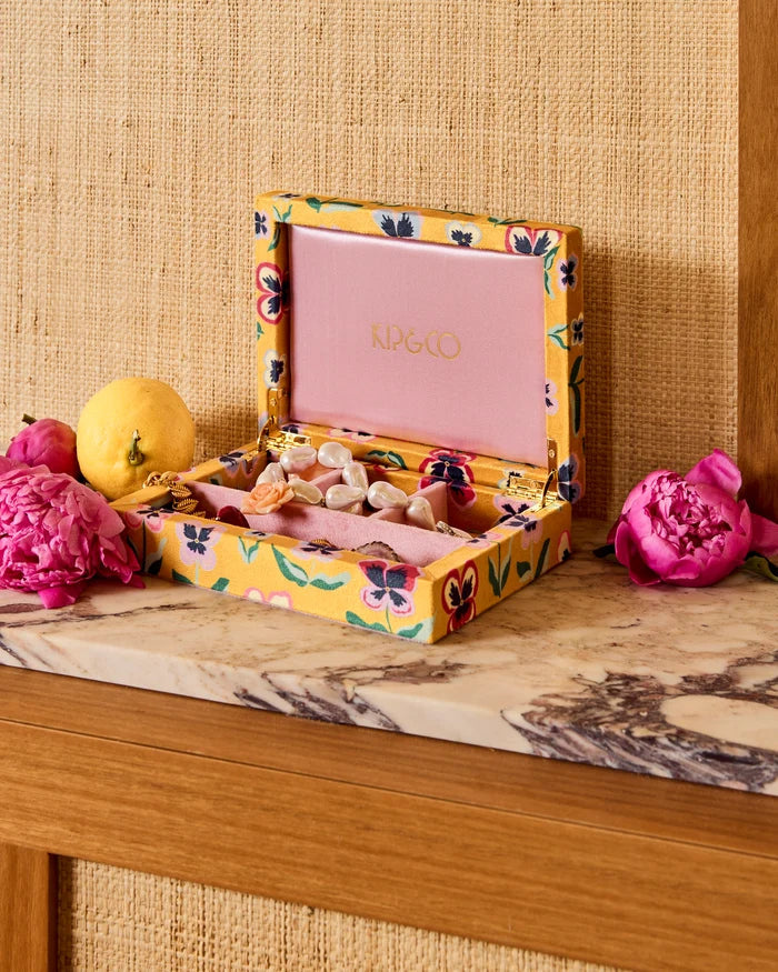 Pretty Pansy Velvet Jewellery Box - Small