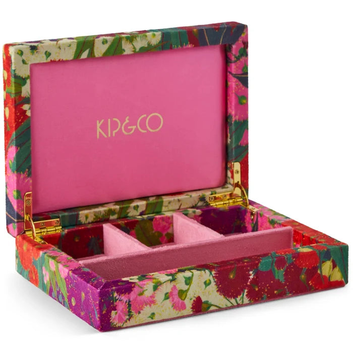 Australian Bush Blossom Velvet Jewellery Box - Small