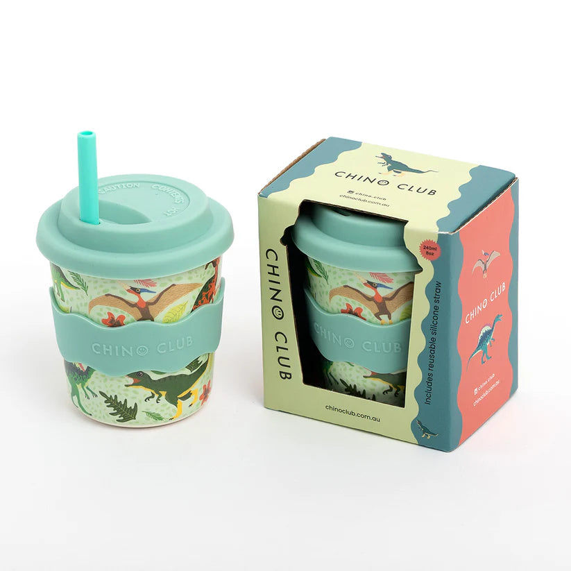 Green Dino Kids Keep Cup 8oz + Straw