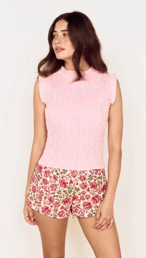 Mila Shirred Top - Rose