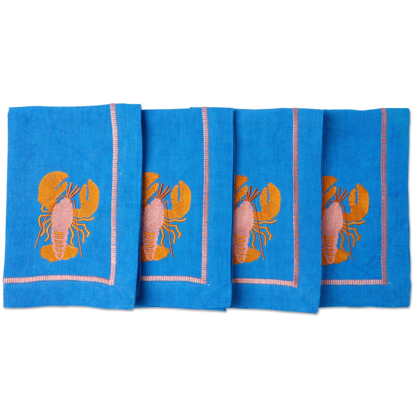 Lobster Embroidered 4P Napkin Set