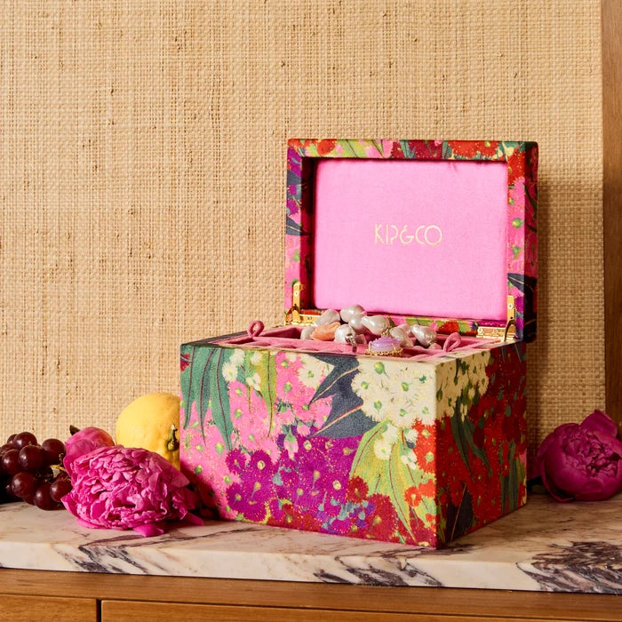 Australian Bush Blossom Velvet Jewellery Box - Large