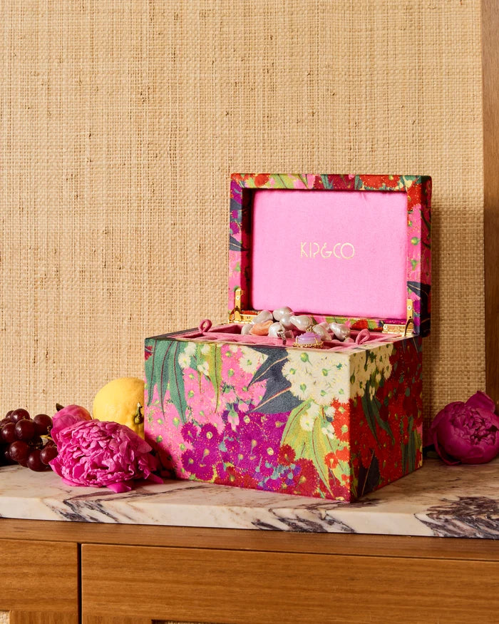 Australian Bush Blossom Velvet Jewellery Box - Large