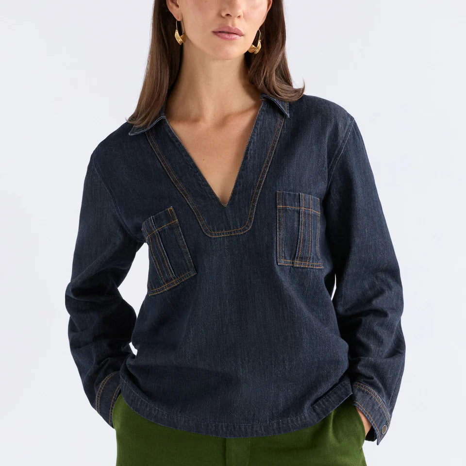 Valor Top - Mid Blue Denim