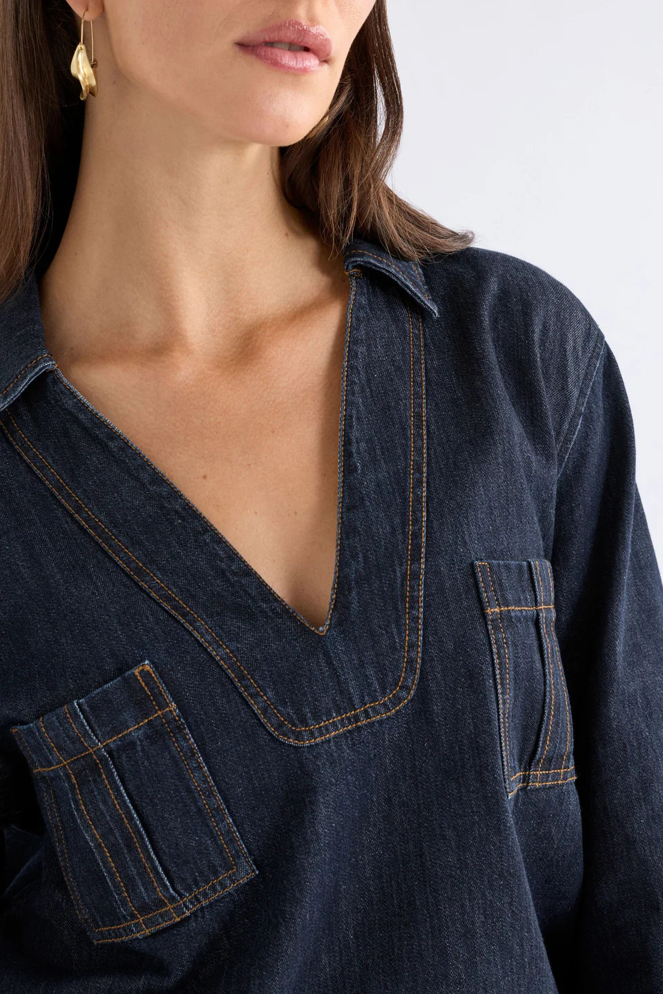 Valor Top - Mid Blue Denim