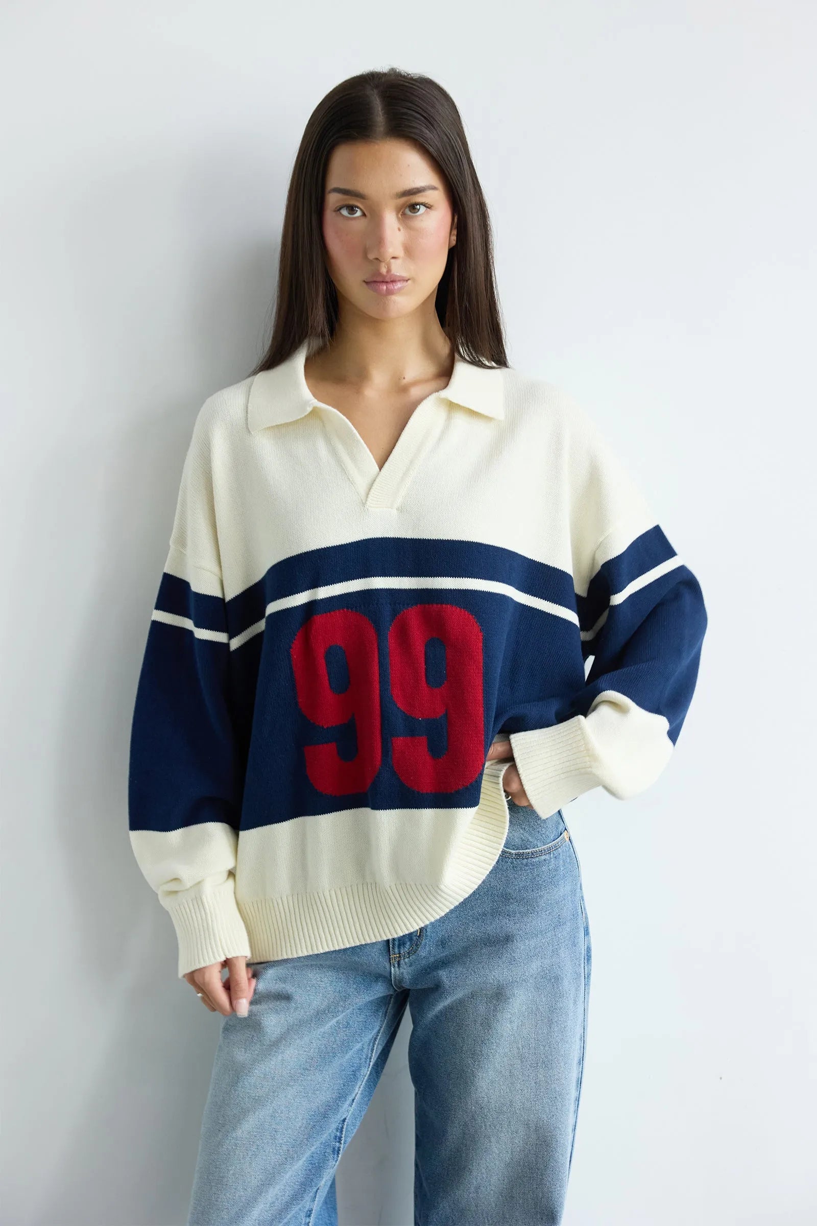 99 Rugby Knit - Blue Stripe