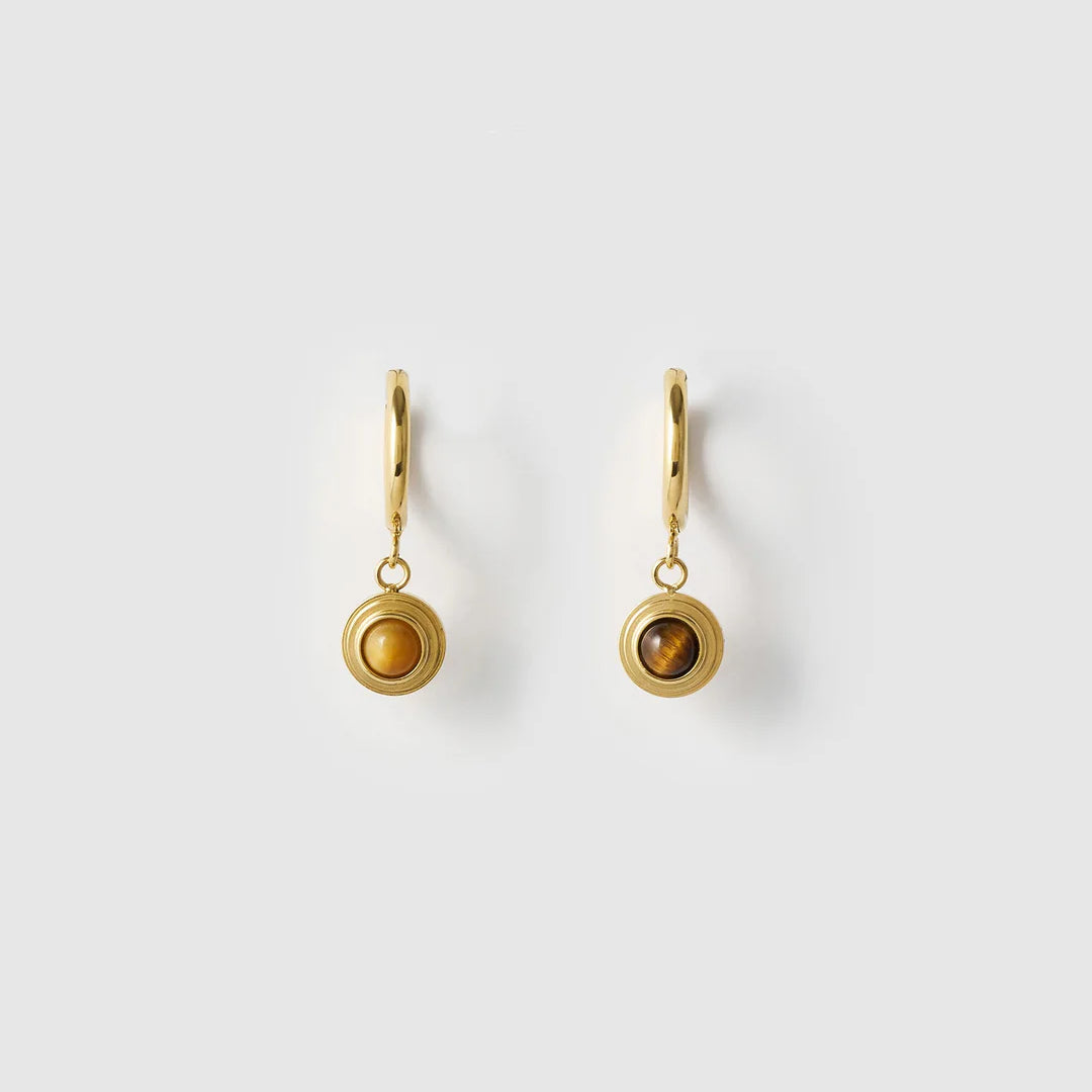 Asher Gold Earrings - Tiger's Eye