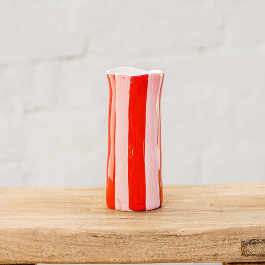 Stripe Vase - S -  Pink & Red
