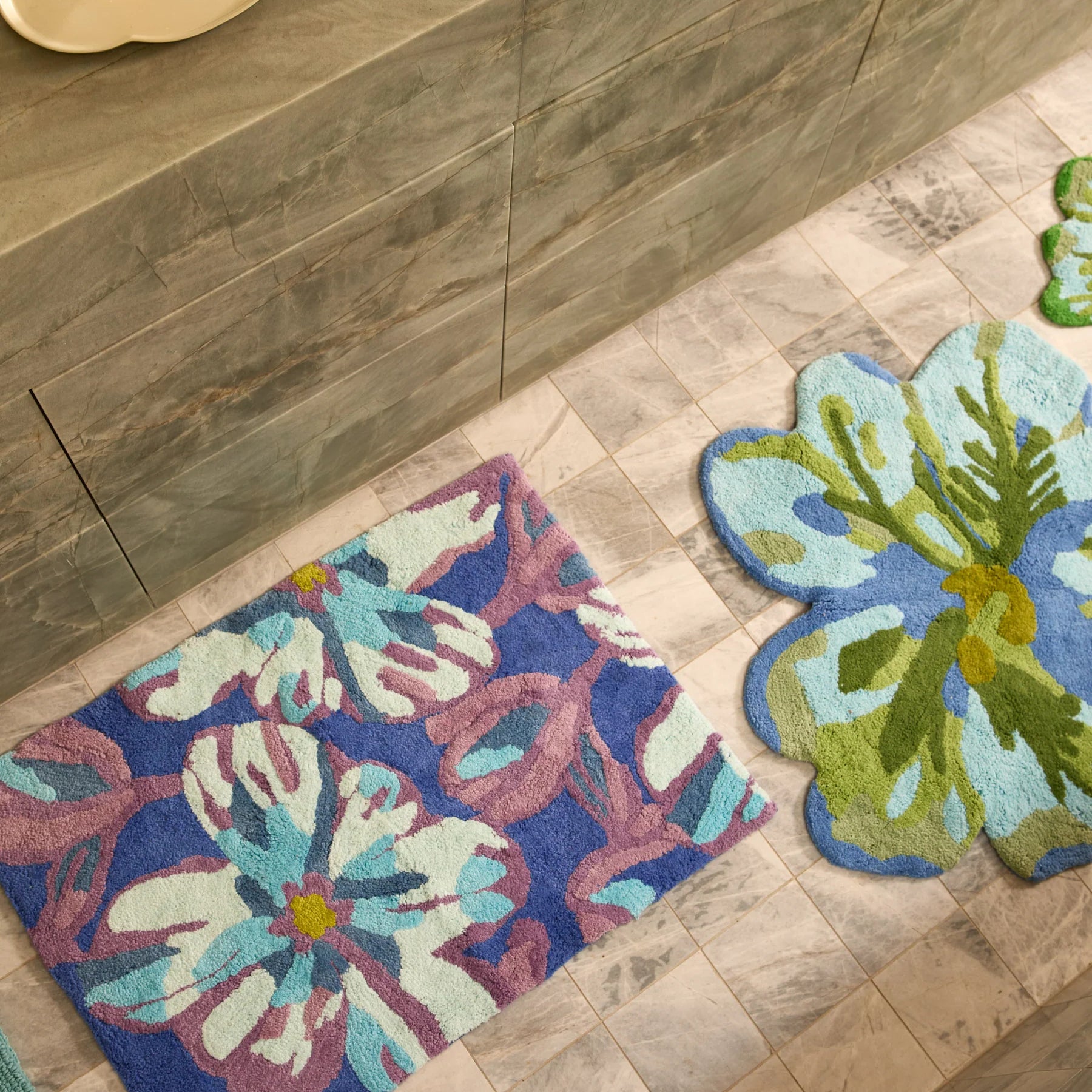 Dutch Floral Blue Bath Mat