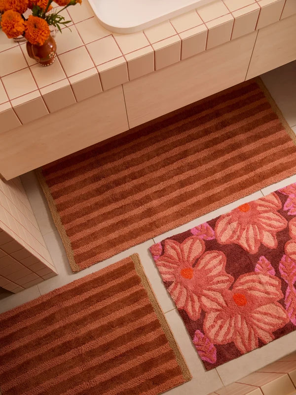 Stripe Terracotta Long Bath Mat