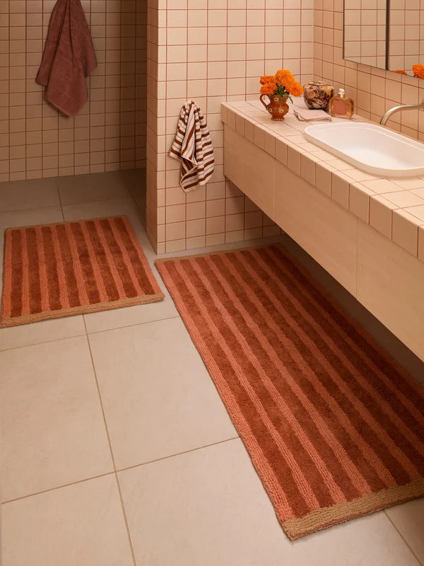 Stripe Terracotta Long Bath Mat
