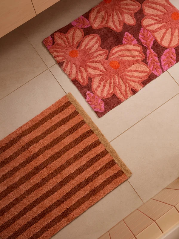Stripe Terracotta  Bath Mat