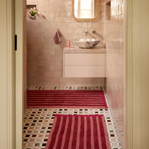 Stripe Burgundy Long Bath Mat