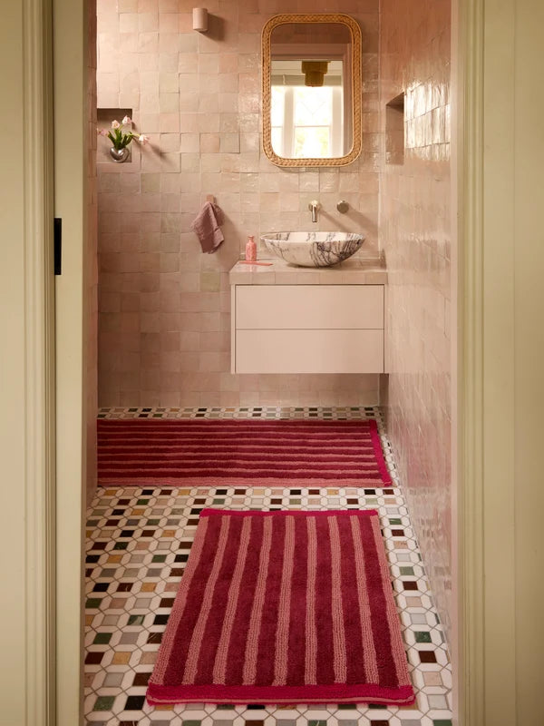 Stripe Burgundy Long Bath Mat