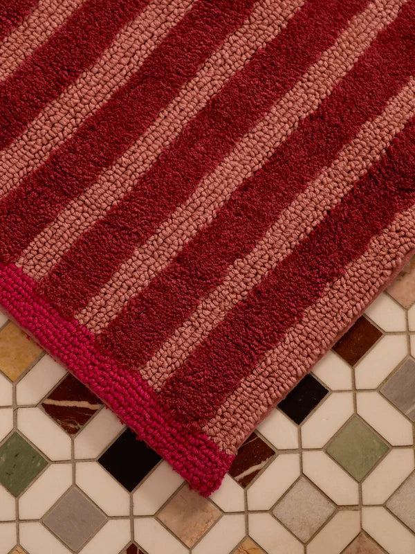 Stripe Burgundy Bath Mat