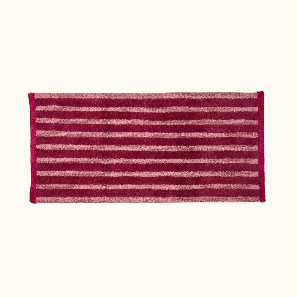 Stripe Burgundy Long Bath Mat