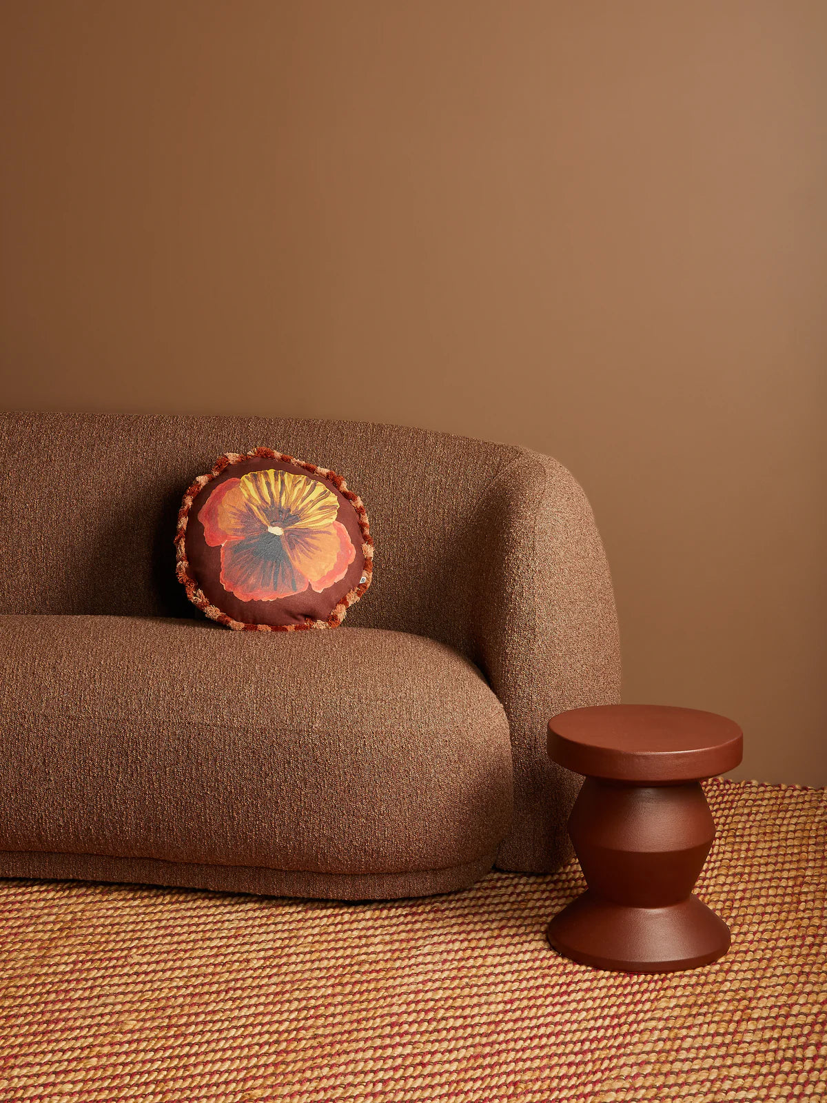 Cushion - Wild Pansy Chocolate 45cm Round