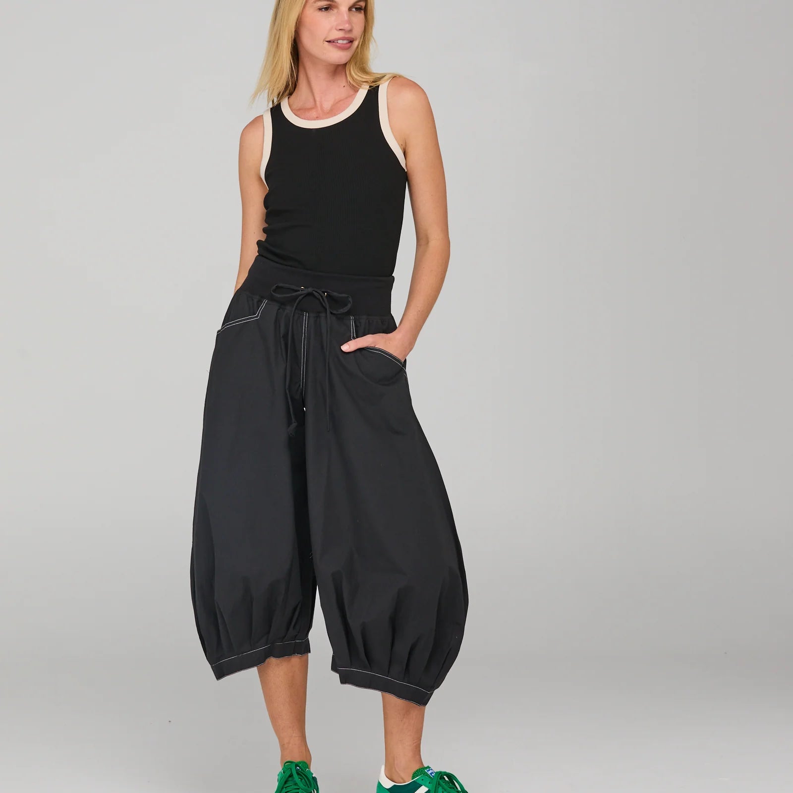 Guru Pant - Black with White Stitching