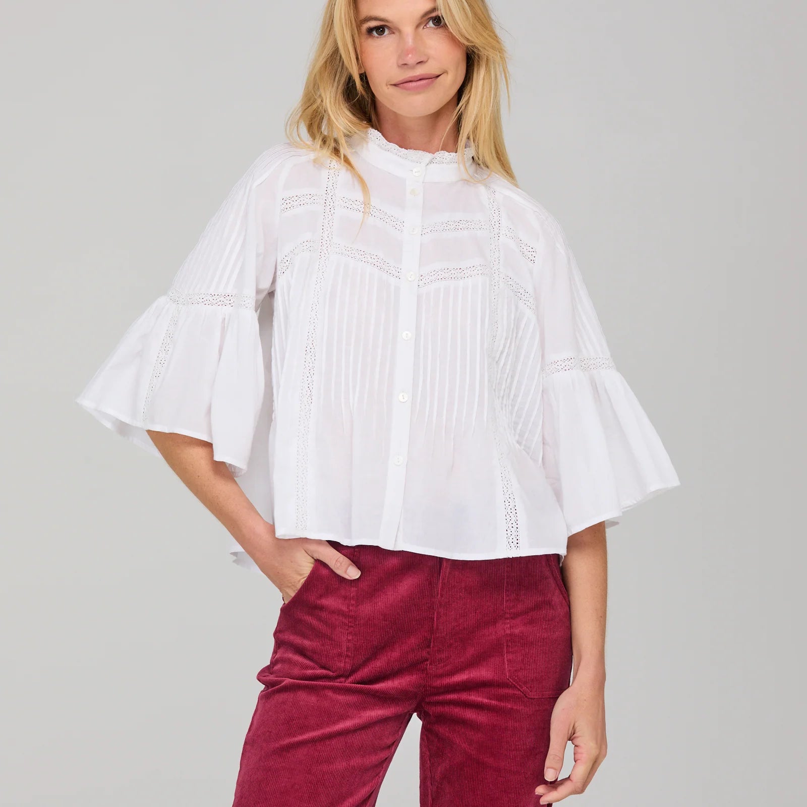 Haru Shirt Embroidered - White