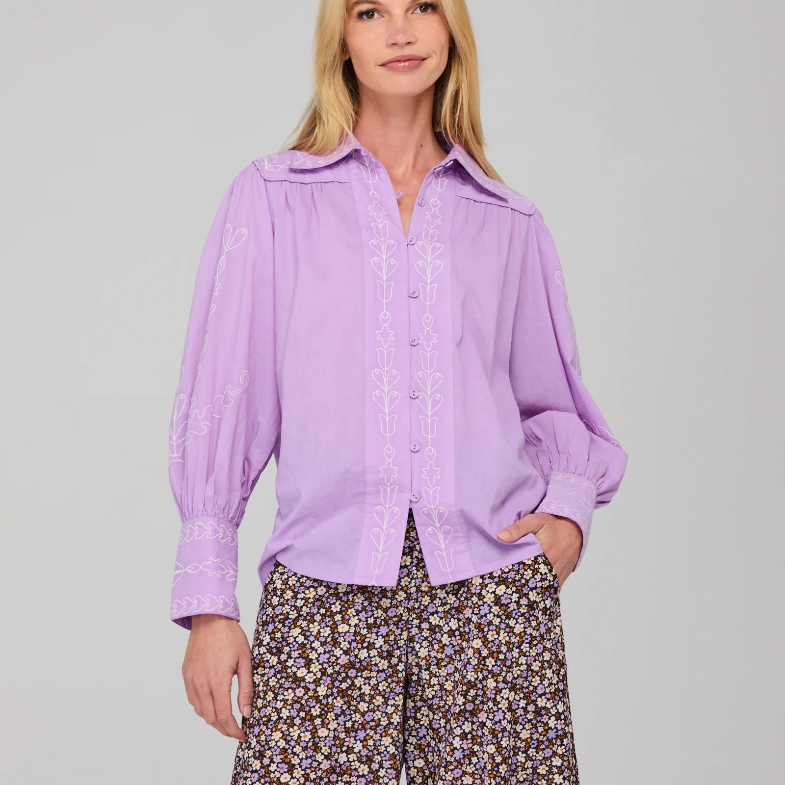 Yuna Shirt Embroidered - Purple