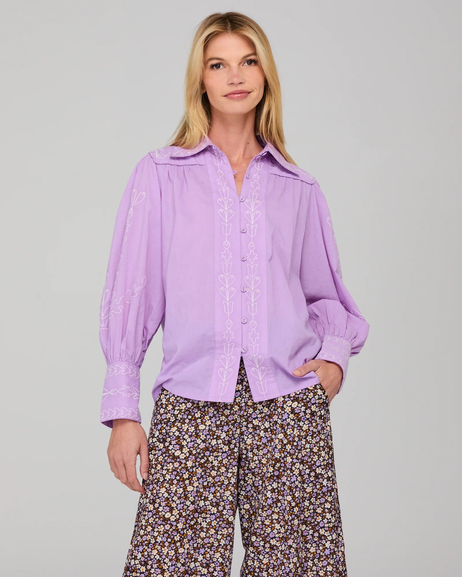 Yuna Shirt Embroidered - Purple