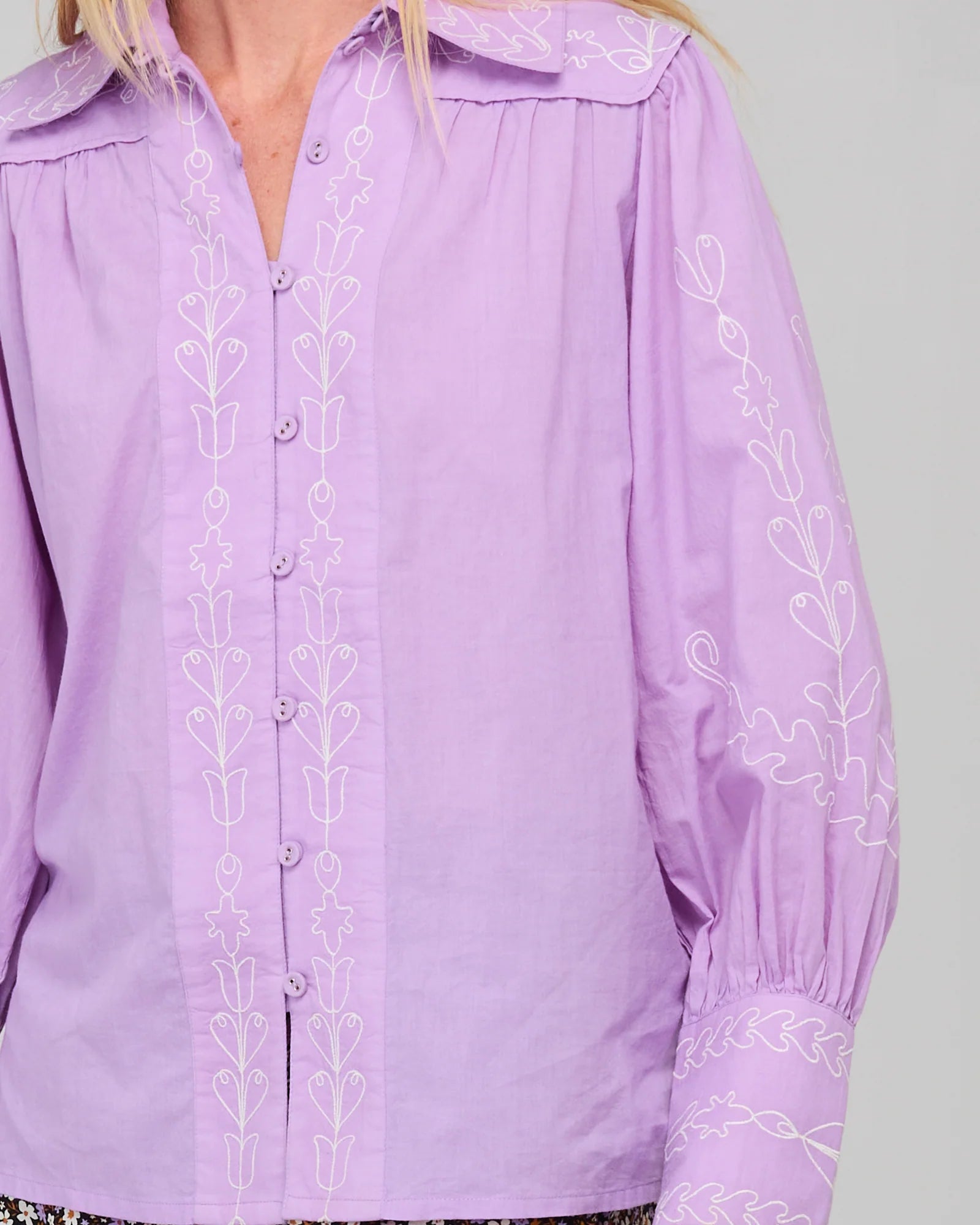 Yuna Shirt Embroidered - Purple