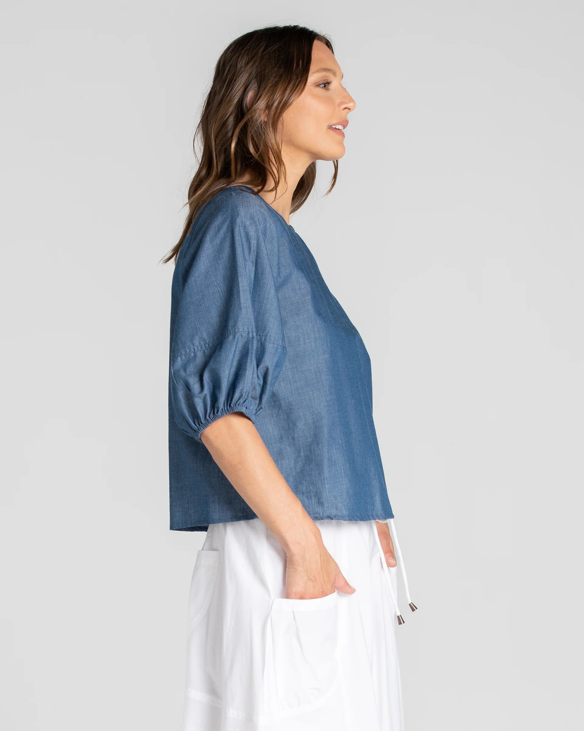 Ava Top Basic - Chambray
