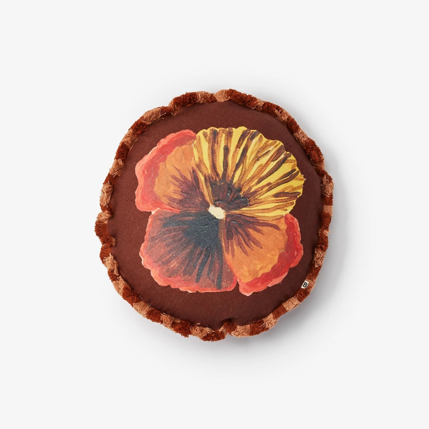 Cushion - Wild Pansy Chocolate 45cm Round