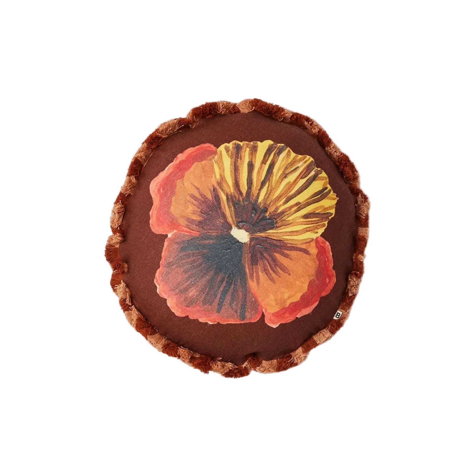 Cushion - Wild Pansy Chocolate 45cm Round