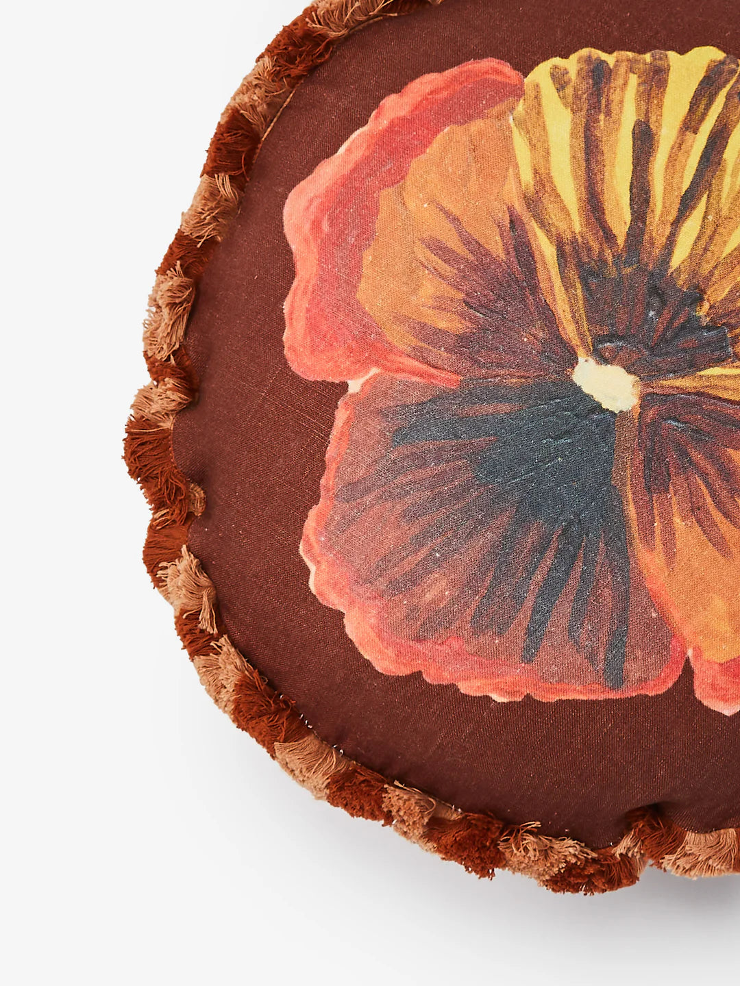 Cushion - Wild Pansy Chocolate 45cm Round