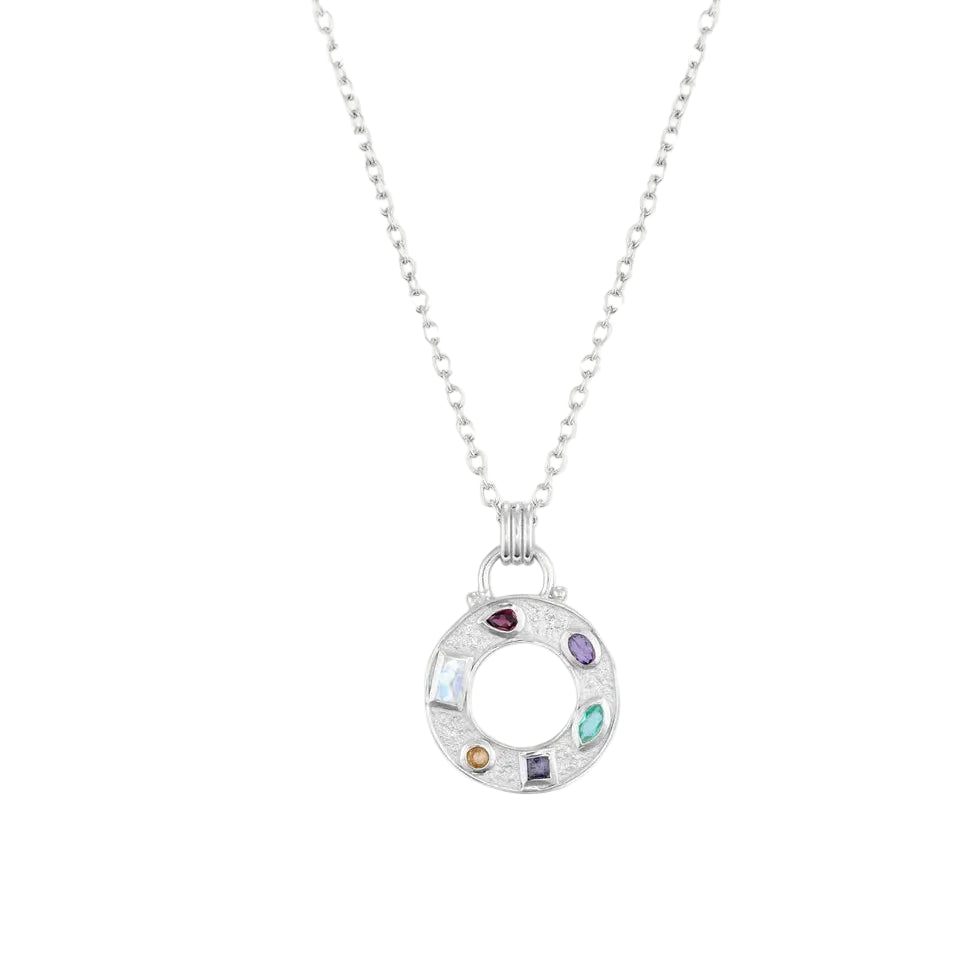 Cleo Mixed Stone Silver Necklace